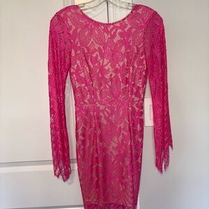 Angel Biba Fuchsia Lace Long Sleeve Dress NWT